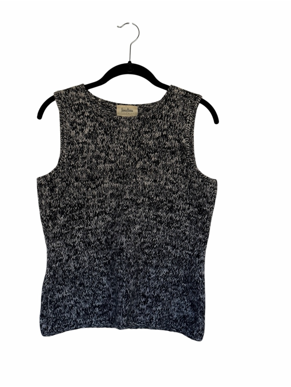 Neiman Marcus Black & White Marled Knit Tank